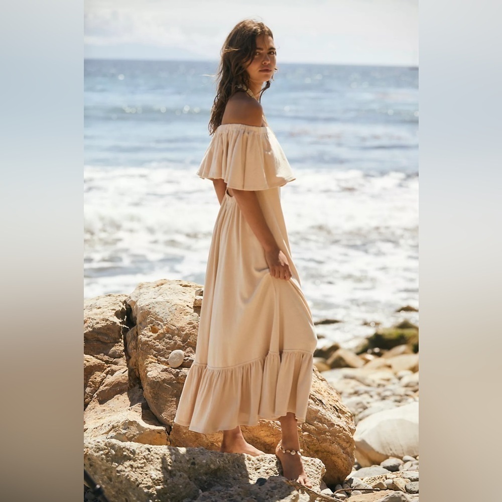 FREE PEOPLE “Lynne Midi” 100% cotton off shoulder women’s  dress Small NWT - Picture 16 of 16